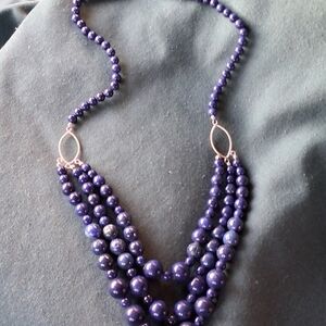 Genuine Lapis Lazuli 22" Blue Triple Strand W/ Sterling By A&M